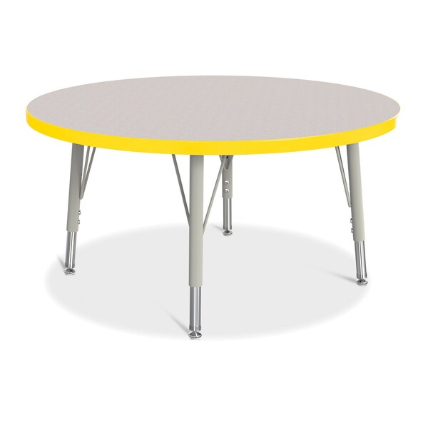 Jonti-Craft Berries Round Activity Table, 36 in. Diameter, E-height, Freckled Gray/Yellow/Gray - 6488JCE007