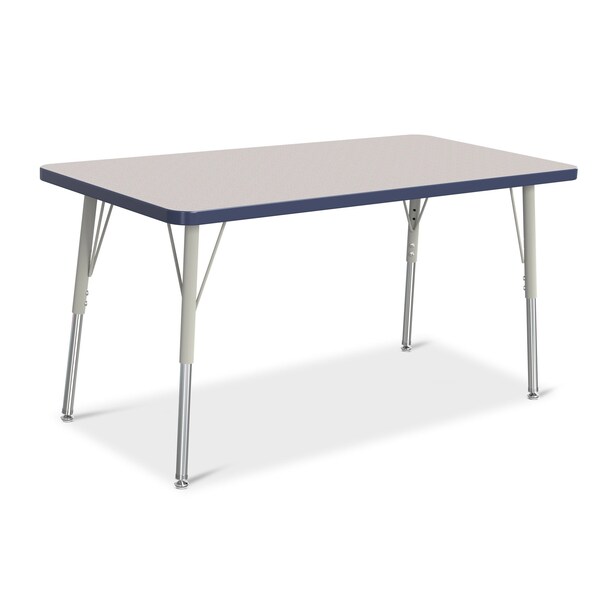 Jonti-Craft Berries Rectangle Activity Table, 24 in. x 48 in., A-height, Freckled Gray/Navy/Gray - 6403JCA112