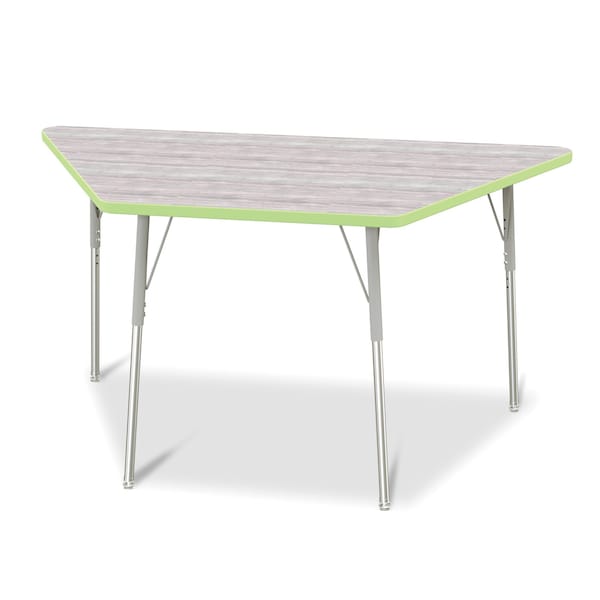 Jonti-Craft Berries Trapezoid Activity Table, 30 in. x 60 in., A-height, Driftwood Gray/Key Lime/Gray - 6443JCA451