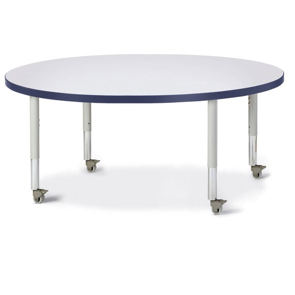 Jonti-Craft Berries Round Activity Table, 48 in. Diameter, Mobile, Freckled Gray/Navy/Gray - 6433JCM112