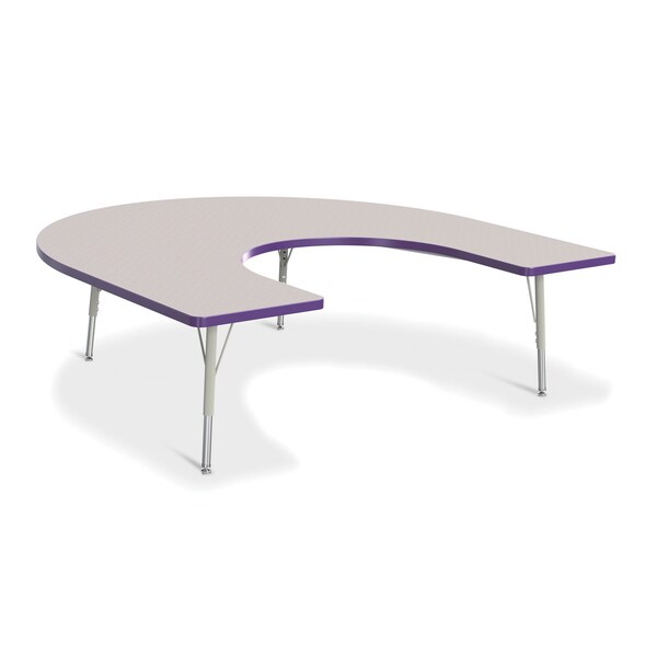 Jonti-Craft Berries Horseshoe Activity Table, 66 in. x 60 in., E-height, Freckled Gray/Purple/Gray - 6445JCE004