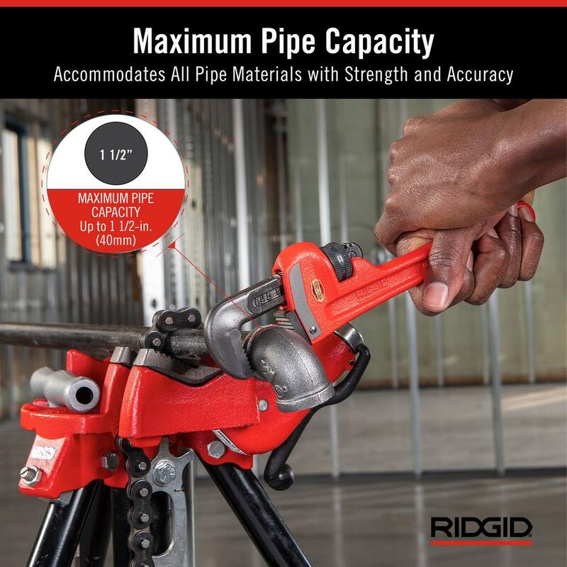 RIDGID 10 in. Straight Pipe Wrench for Heavy-Duty Plumbing, Sturdy Plumbing Pipe Tool with Self Cleaning Threads and Hook Jaws - 31010