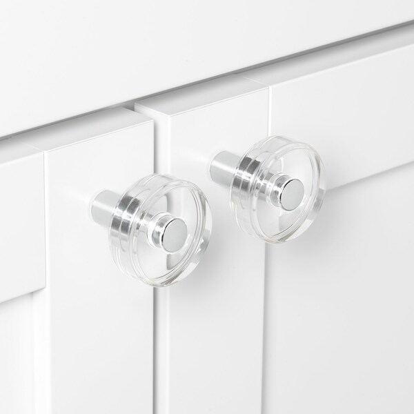 Gliderite Hardware 1-1/2 in. Clear Acrylic Knob Polished Chrome, 25PK - 5828-PC-25