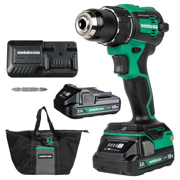 Metabo Hpt 18V MV Cordless Brushless Driver Drill Kit 2 x 2.0Ah w/Bag - DS18DEXM