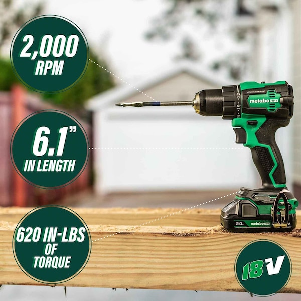 Metabo Hpt 18V MV Cordless Brushless Driver Drill Kit 2 x 2.0Ah w/Bag - DS18DEXM