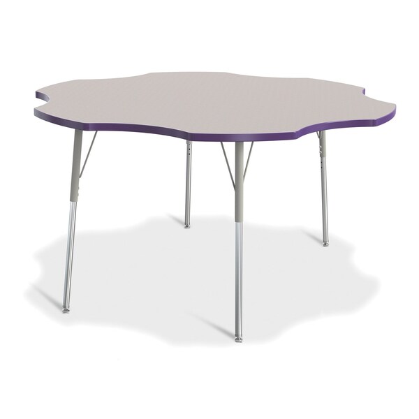 Jonti-Craft Berries Six Leaf Activity Table, 60 in., A-height, Freckled Gray/Purple/Gray - 6458JCA004