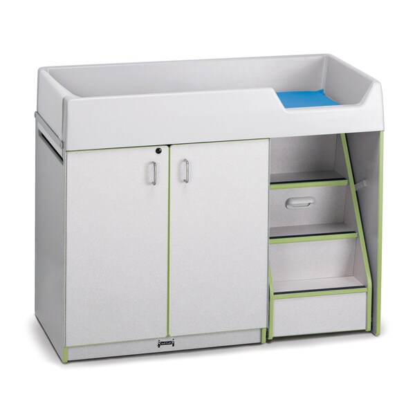 Jonti-Craft Rainbow Accents Diaper Changer with Stairs, Right, Key Lime Green - 5148JC130