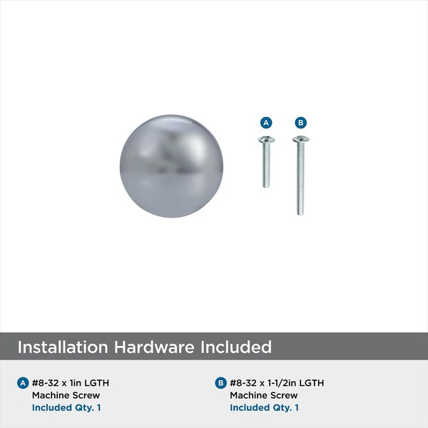 Amerock Edona 1-1/4 in 32 mm Diameter Polished Chrome Cabinet Knob, 10PK - 10BX5300526