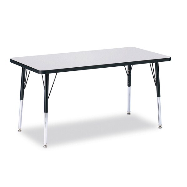 Jonti-Craft Berries Rectangle Activity Table, 24 in. x 48 in., A-height, Freckled Gray/Black/Black - 6403JCA180