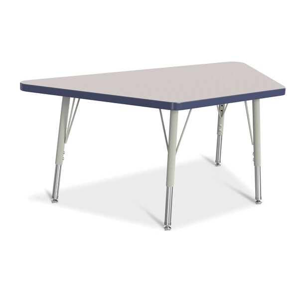 Jonti-Craft Berries Trapezoid Activity Tables, 24 in. x 48 in., E-height, Freckled Gray/Navy/Gray - 6438JCE112