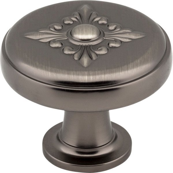 Jeffrey Alexander 1-3/8" Diameter Brushed Pewter Baroque Lafayette Cabinet Knob - 417BNBDL