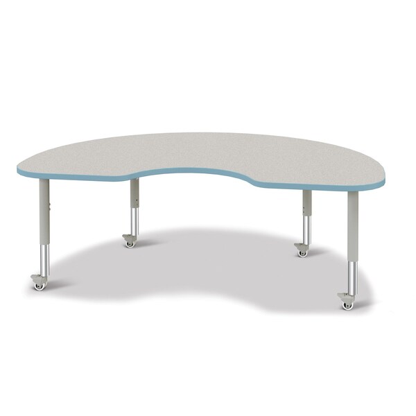 Jonti-Craft Berries Kidney Activity Table, 48 in. x 72 in., Mobile, Freckled Gray/Coastal Blue/Gray - 6423JCM131