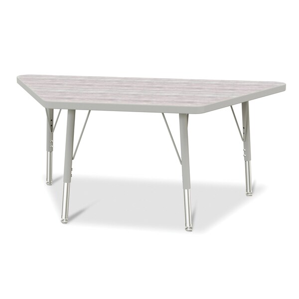 Jonti-Craft Berries Trapezoid Activity Table, 24 in. x 48 in., E-height, Driftwood Gray/Gray/Gray - 6438JCE450