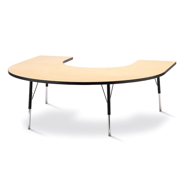 Jonti-Craft Berries Horseshoe Activity Table, 66 in. x 60 in., A-height, Maple/Black/Black - 6445JCA011