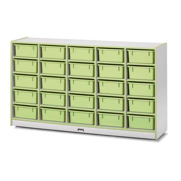Jonti-Craft Rainbow Accents 25 Tub Mobile Storage, with Tubs, Key Lime Green - 4026JCWW130