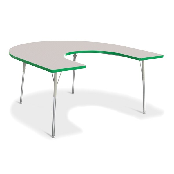 Jonti-Craft Berries Horseshoe Activity Table, 66 in. x 60 in., A-height, Freckled Gray/Green/Gray - 6445JCA119