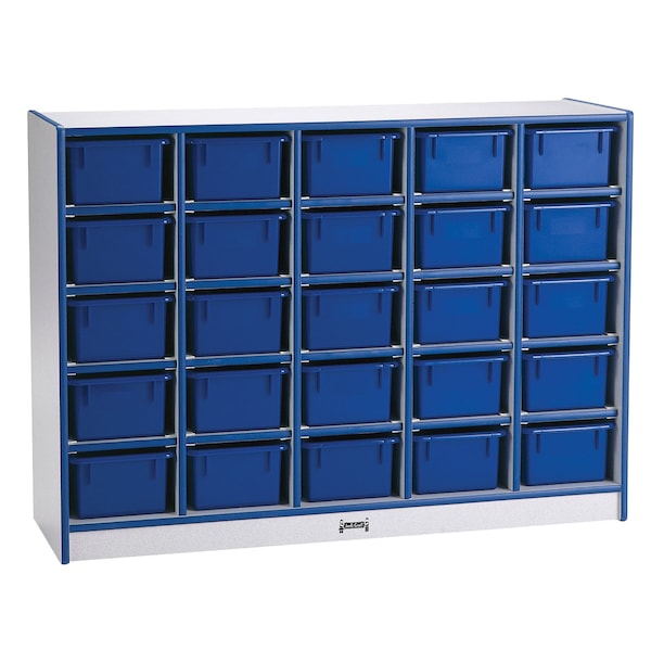 Jonti-Craft Rainbow Accents 25 Cubbie-Tray Mobile Storage, with Trays, Blue - 0426JCWW003
