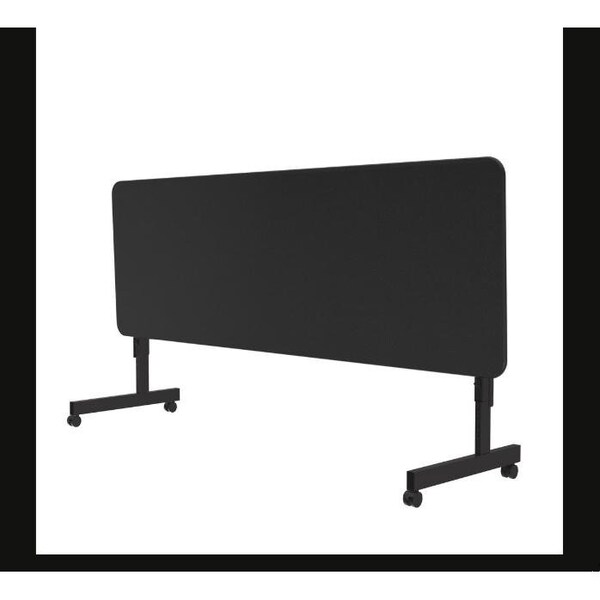 Correll Rectangle Econoline TFL Flip Top Table, 72 in W, 23 in to 31 in H, Particleboard Top, Black Granite - FTM2472TF-07