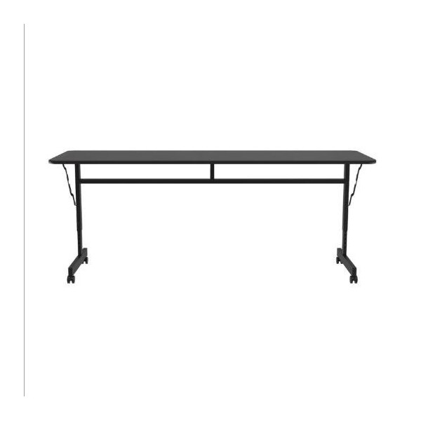 Correll Rectangle Econoline TFL Flip Top Table, 72 in W, 23 in to 31 in H, Particleboard Top, Black Granite - FTM2472TF-07