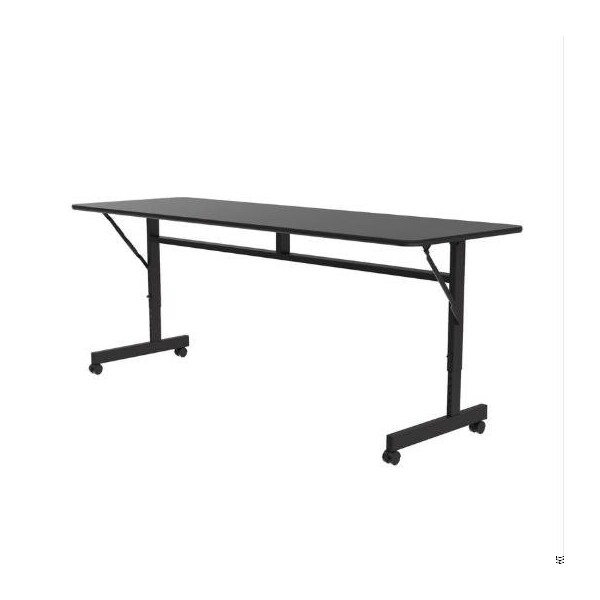 Correll Rectangle Econoline TFL Flip Top Table, 72 in W, 23 in to 31 in H, Particleboard Top, Black Granite - FTM2472TF-07