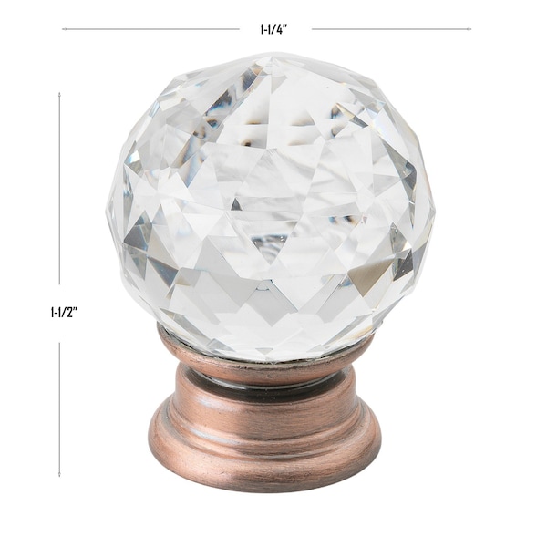 Gliderite Hardware 1-1/4 in. Crystal Cabinet Knob -, 25PK - 9003-ORB-30-25