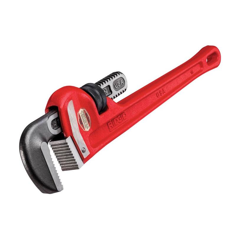 RIDGID 18 in. Straight Pipe Wrench for Heavy-Duty Plumbing, Sturdy Plumbing Pipe Tool with Self Cleaning Threads and Hook Jaws - 31025
