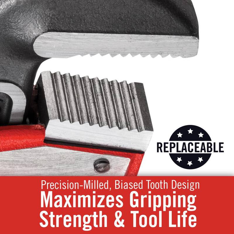 RIDGID 18 in. Straight Pipe Wrench for Heavy-Duty Plumbing, Sturdy Plumbing Pipe Tool with Self Cleaning Threads and Hook Jaws - 31025