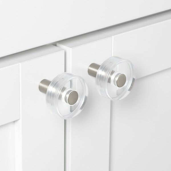 Gliderite Hardware 1-1/2 in. Clear Acrylic Knob Satin Nickel, 10PK - 5828-SN-10