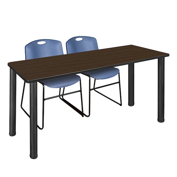 Regency Kee Training Table W/ 2 Zeng Chairs, 66 in W, 24 in L, Neo Walnut - MT6624NWBPBK44BE