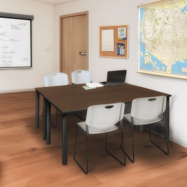 Regency Kee Training Seminar Table, 66 in W, 24 in L, Neo Walnut - MT6624NWBPBK