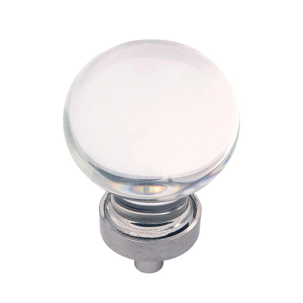 Belwith Products 1.37 in. Gemstone Knob - Glass with Satin Nickel - BWHH075853 GLSN
