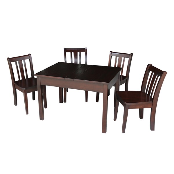 International Concepts Rectangle Table with 4 San Remo Juvenile Chairs, 24 in W, 33.1 in L, 22.2 in H, Wood, Rich Mocha - K15-JT2532L-CC105-4