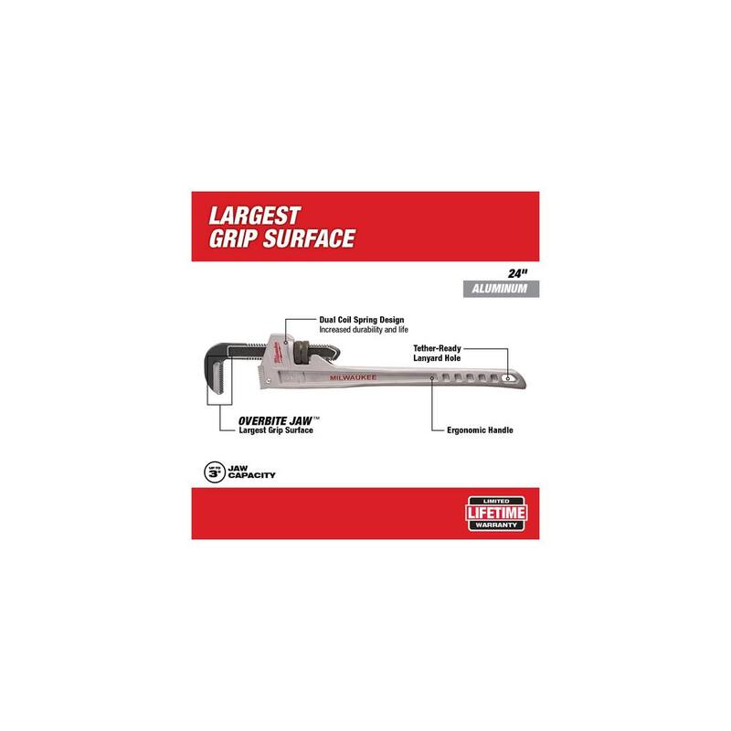 Milwaukee 18 in. and 24 in. Aluminum Pipe Wrench Set (2-Tool) - 48-22-7218-48-22-7224