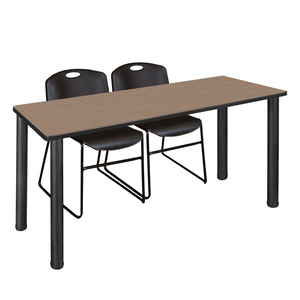 Regency Kee Training Table W/ 2 Zeng Chairs, 60 in W, 24 in L, Noble Oak - MT6024NOBPBK44BK