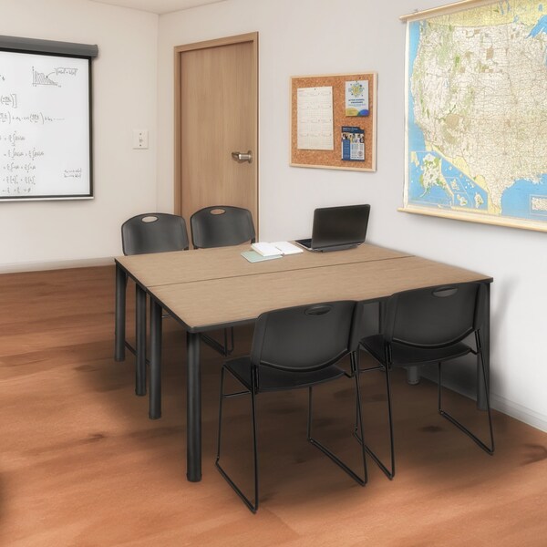 Regency Kee Training Table W/ 2 Zeng Chairs, 60 in W, 24 in L, Noble Oak - MT6024NOBPBK44BK