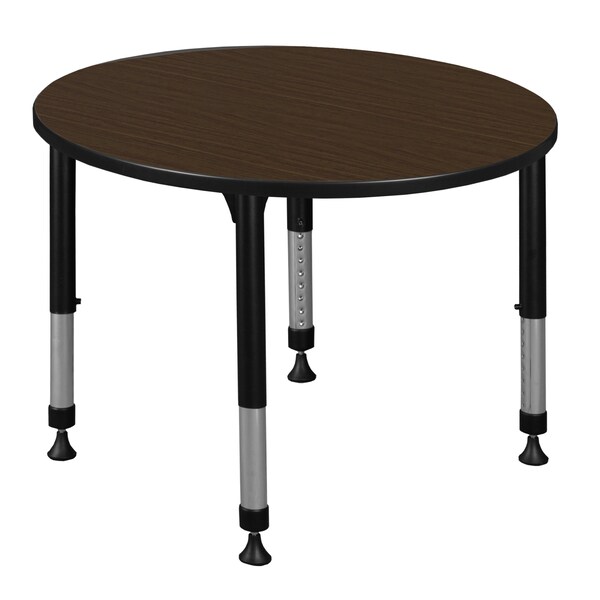 Regency Round Kee Height Adjustable Classroom Activity Table, 42 in W, 42 in L, Neo Walnut - TB42RNDNWAPBK