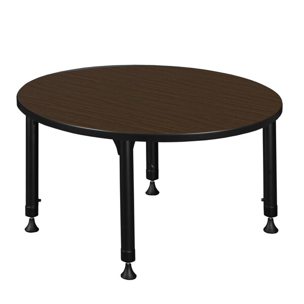 Regency Round Kee Height Adjustable Classroom Activity Table, 42 in W, 42 in L, Neo Walnut - TB42RNDNWAPBK