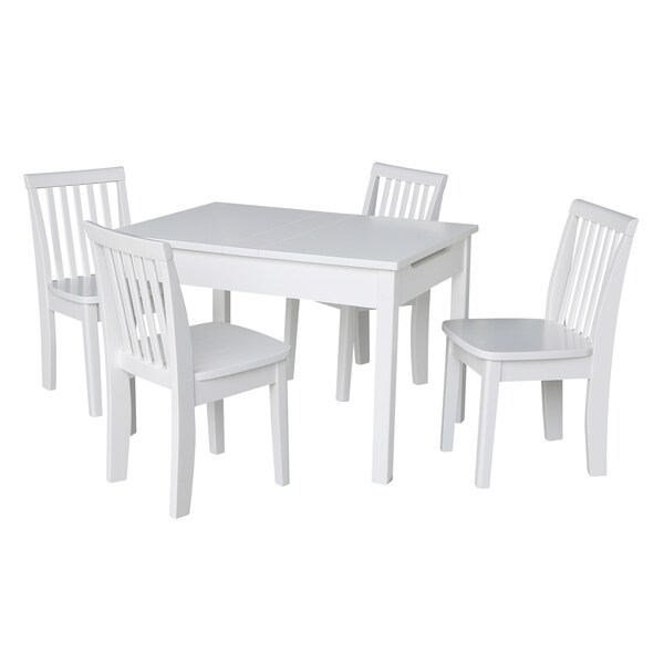 International Concepts Rectangle Table with 4 Mission Juvenile Chairs, 24 in W, 33.1 in L, 22.2 in H, Wood, White - K08-JT2532L-263-4