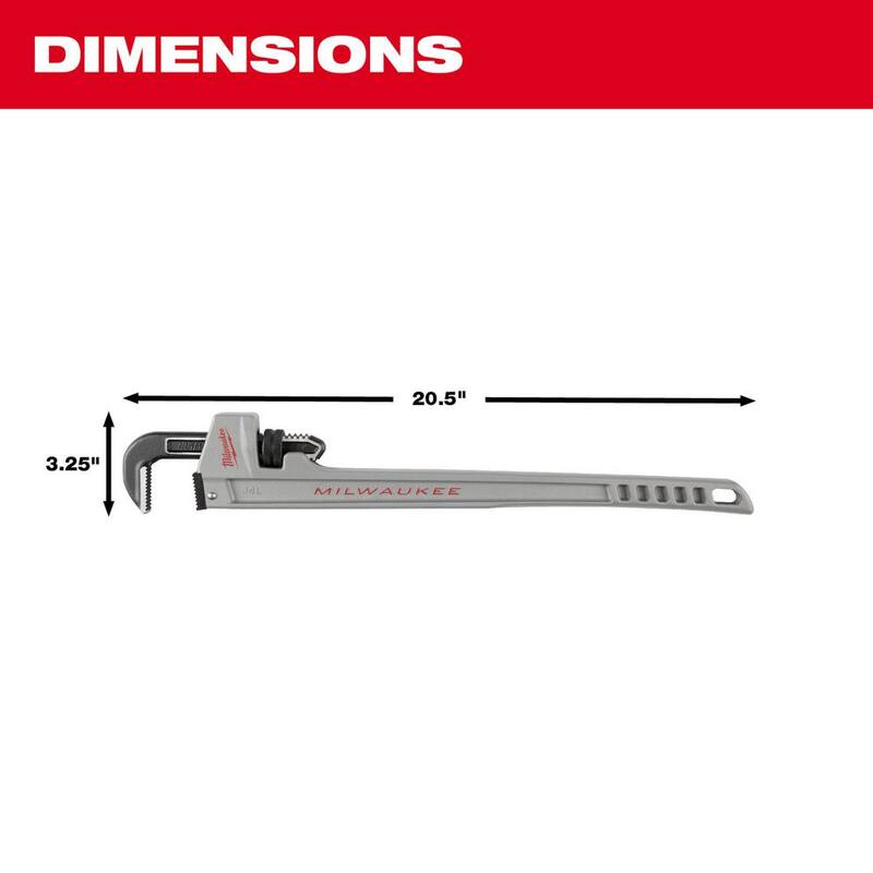 Milwaukee 14 in. Aluminum Pipe Wrench with Power Length Handle - 48-22-7215