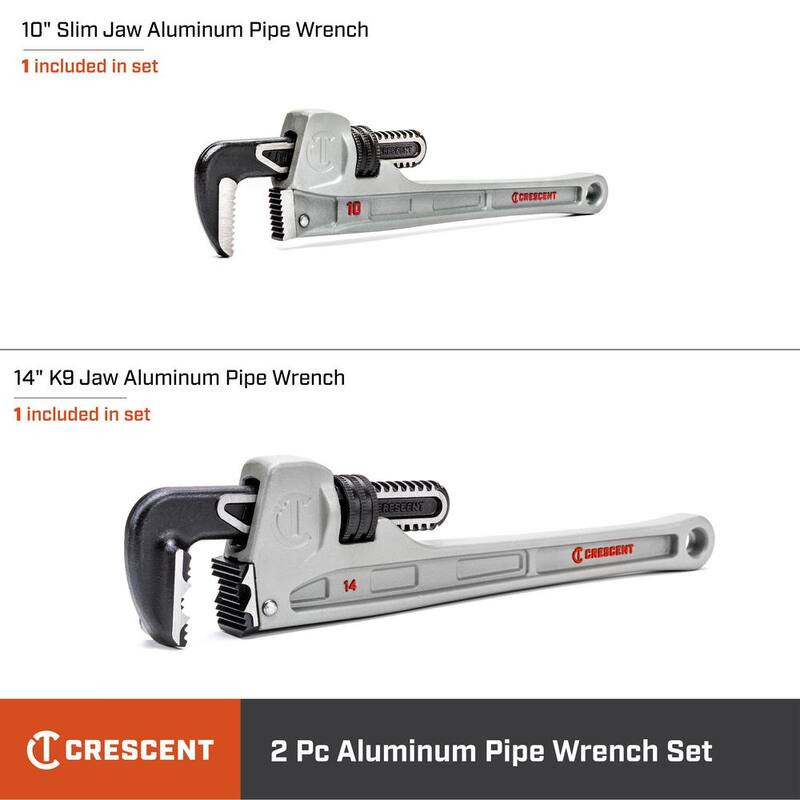 Crescent 10 in. and 14 in. Aluminum Slim/K9 Jaw Pipe Wrench Set (2-Piece) - CAPW104SCOMBO