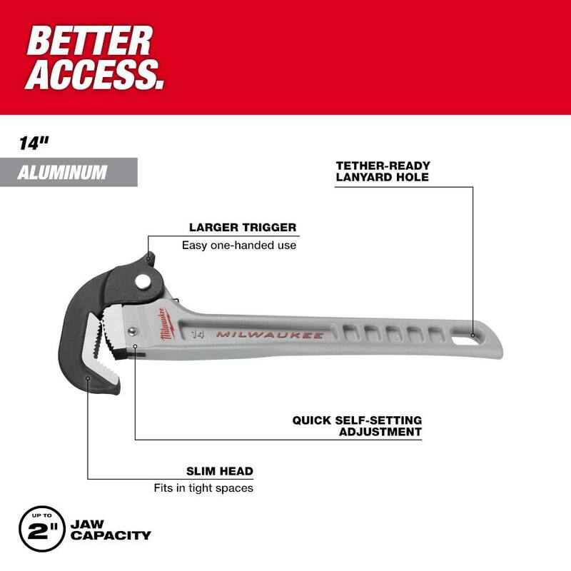 Milwaukee 14 in. Self-Adjusting Aluminum Pipe Wrench - 48-22-7414