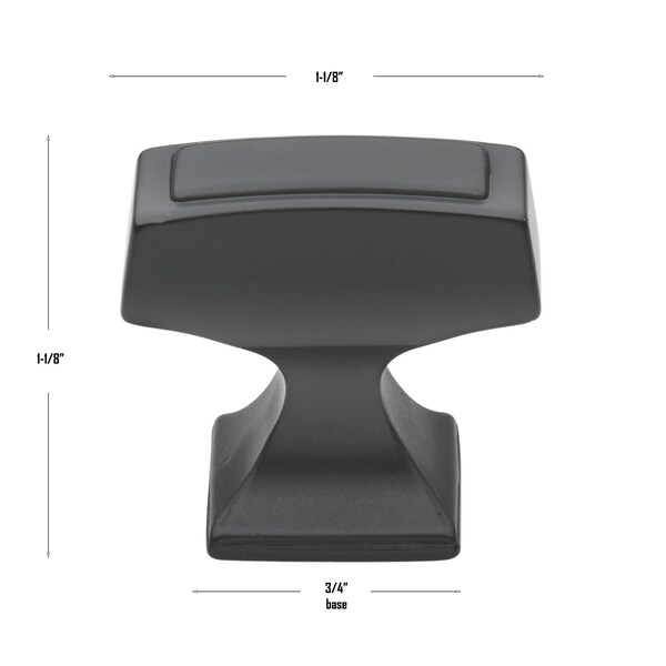 Gliderite Hardware 1-1/8 in. Rectangle Cabinet Knob - 87390-MB, 25PK - 87390-MB-25