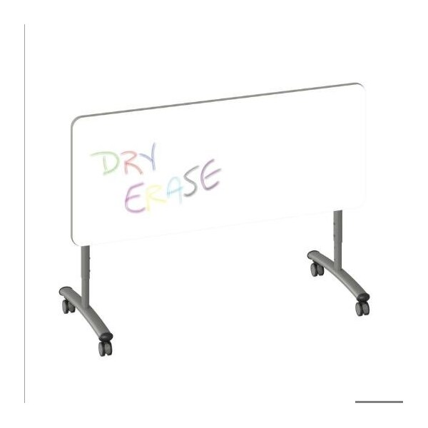 Correll Rectangle Premium Sit To Stand Dry Erase Flip Top Table, 60 in W, 28 in to 38 in H - FTS2460DE-80-14-37