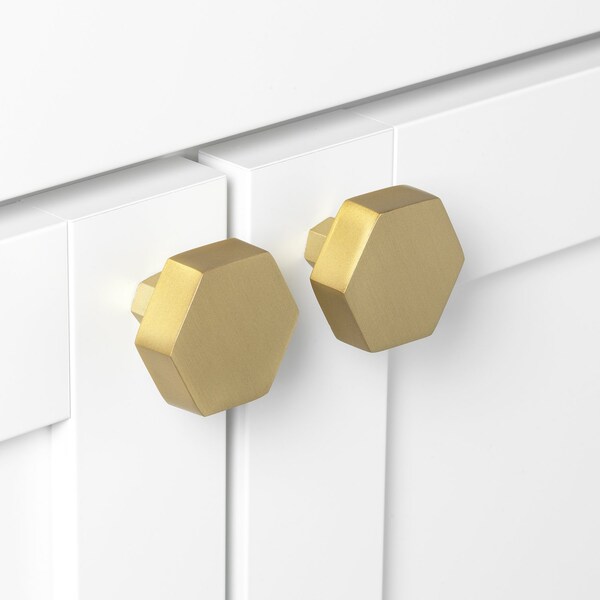 Gliderite Hardware 1-1/2 in. Hexagon Knob Satin Gold, 25PK - 5824-SG-25