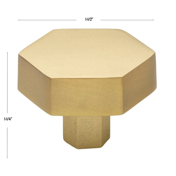 Gliderite Hardware 1-1/2 in. Hexagon Knob Satin Gold, 25PK - 5824-SG-25