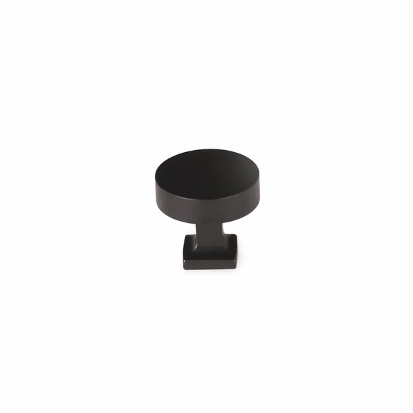 Schaub 1-1/4in Diameter Haniburton Cabinet Knob with Square Base Matte Black Finish - 469-MB