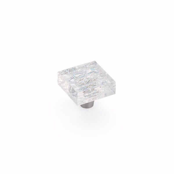 Schaub 1-1/2in Square Glass Ice Cabinet Knob Pearl Clear Finish - 34-PCL