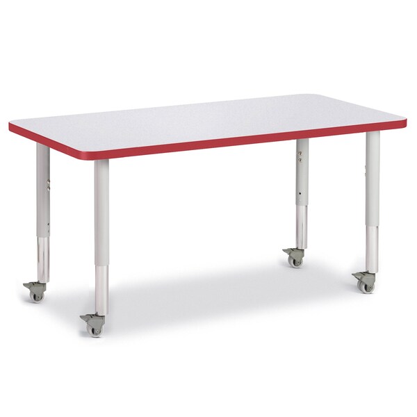 Jonti-Craft Berries Rectangle Activity Table, 24 in. x 48 in., Mobile, Freckled Gray/Red/Gray - 6403JCM008