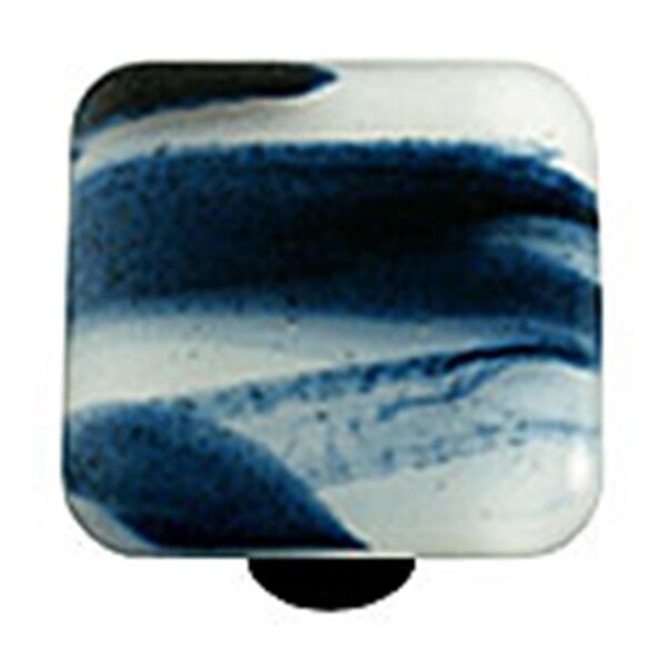 Towels Usa Swirl Metalic Blue Square Glass Cabinet Knob - Aluminum Post - TO2521996