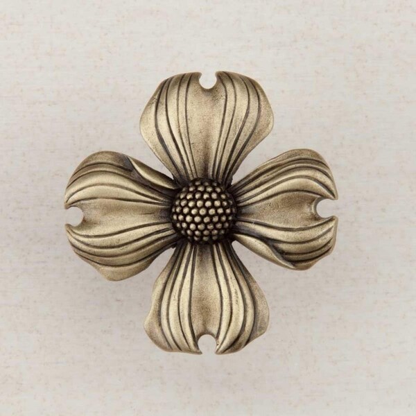 Acorn Mfg Artisan Collection Dogwood Knob, Antique Brass - DQ6AP